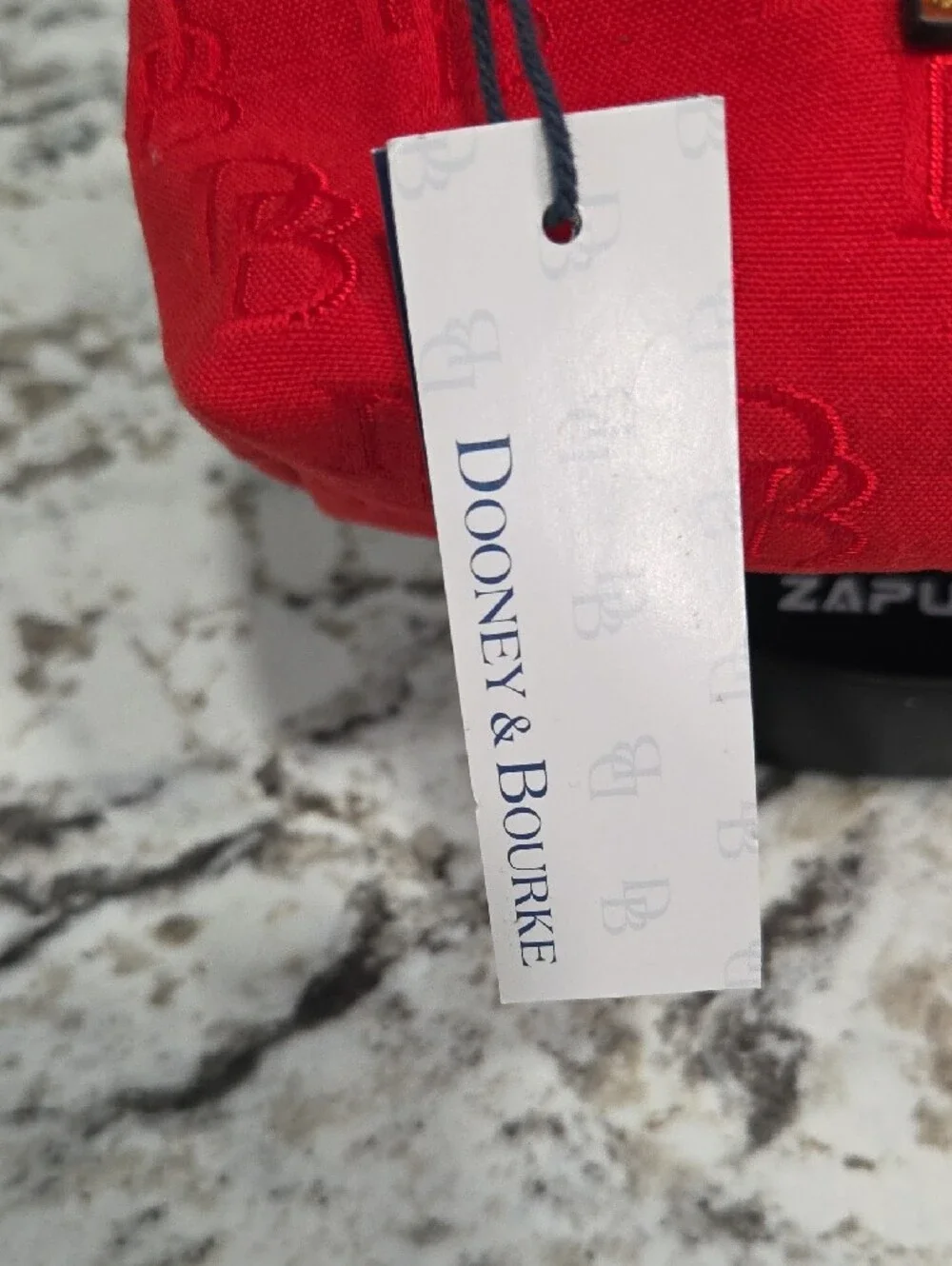 Dooney & Bourke Red Embossed Logo Cosmetic Pouch